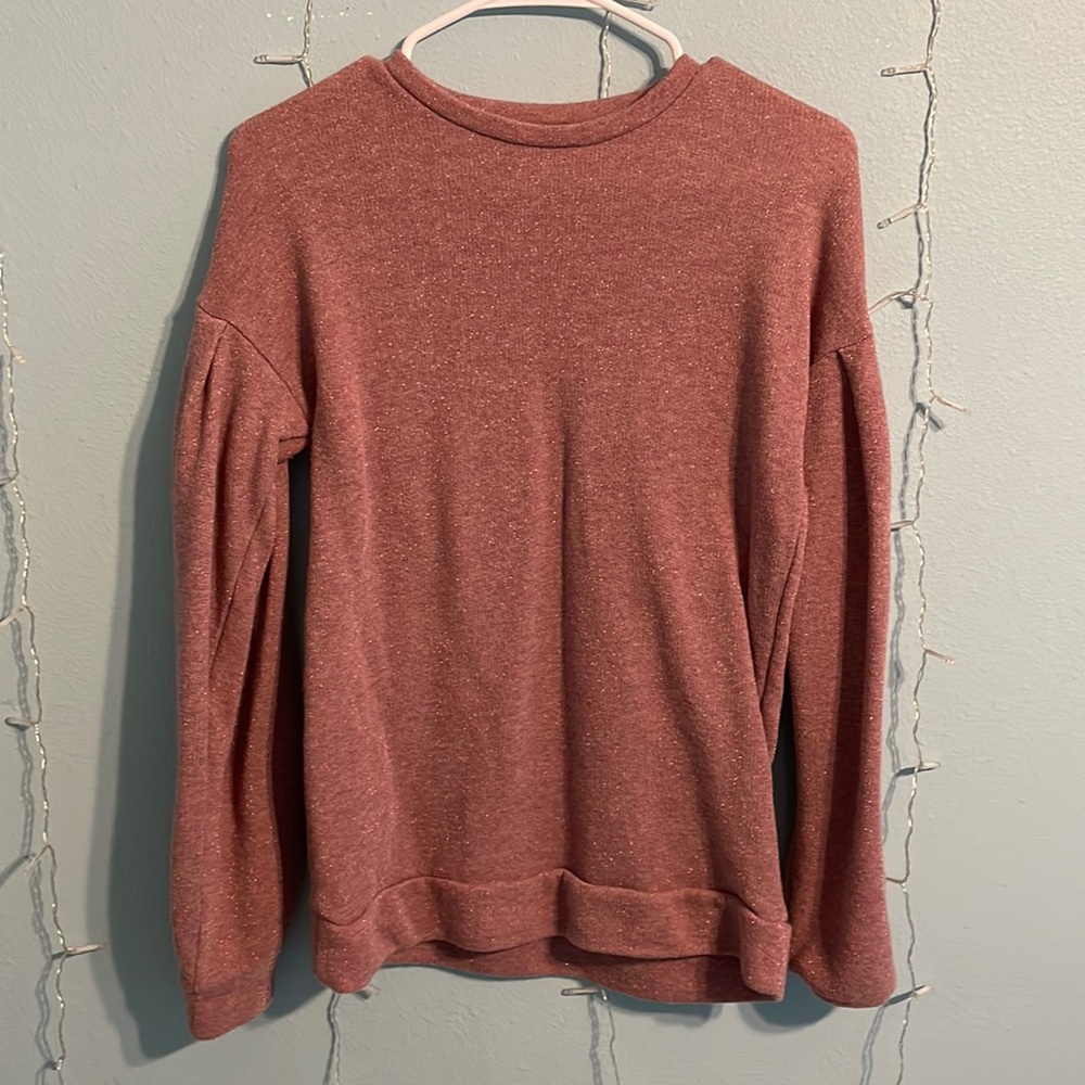 Salmon colored puff sleeve sweater